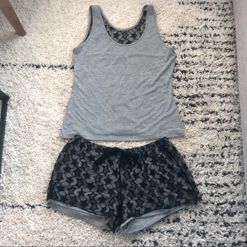 Star Lace + Soft Gray Tank and Shorts Lounge Set
